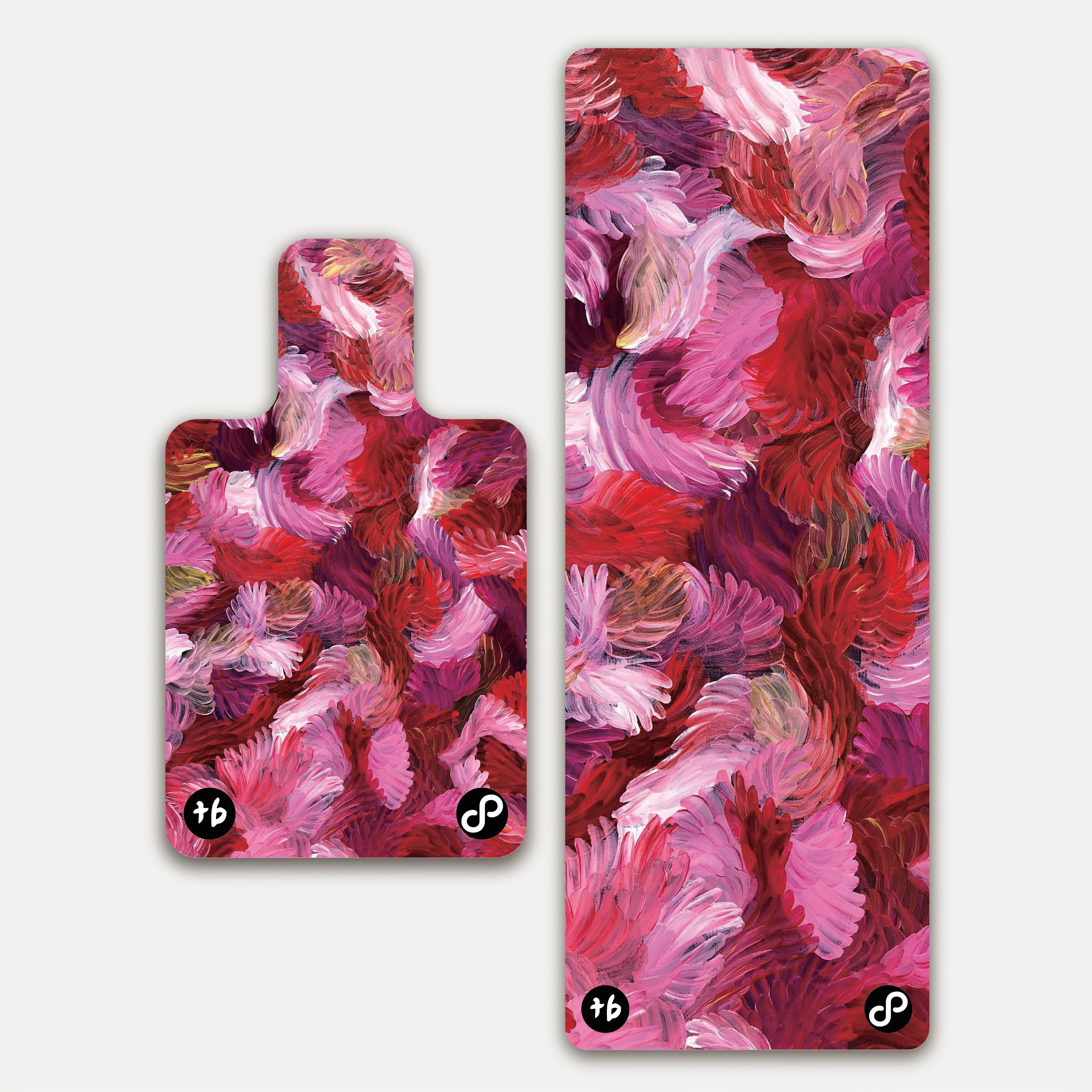 REFORMERMAT Pilates Reformer & Yoga Durable Micro-fibre Gym Mat - Rose Pink Angel Feathers Design