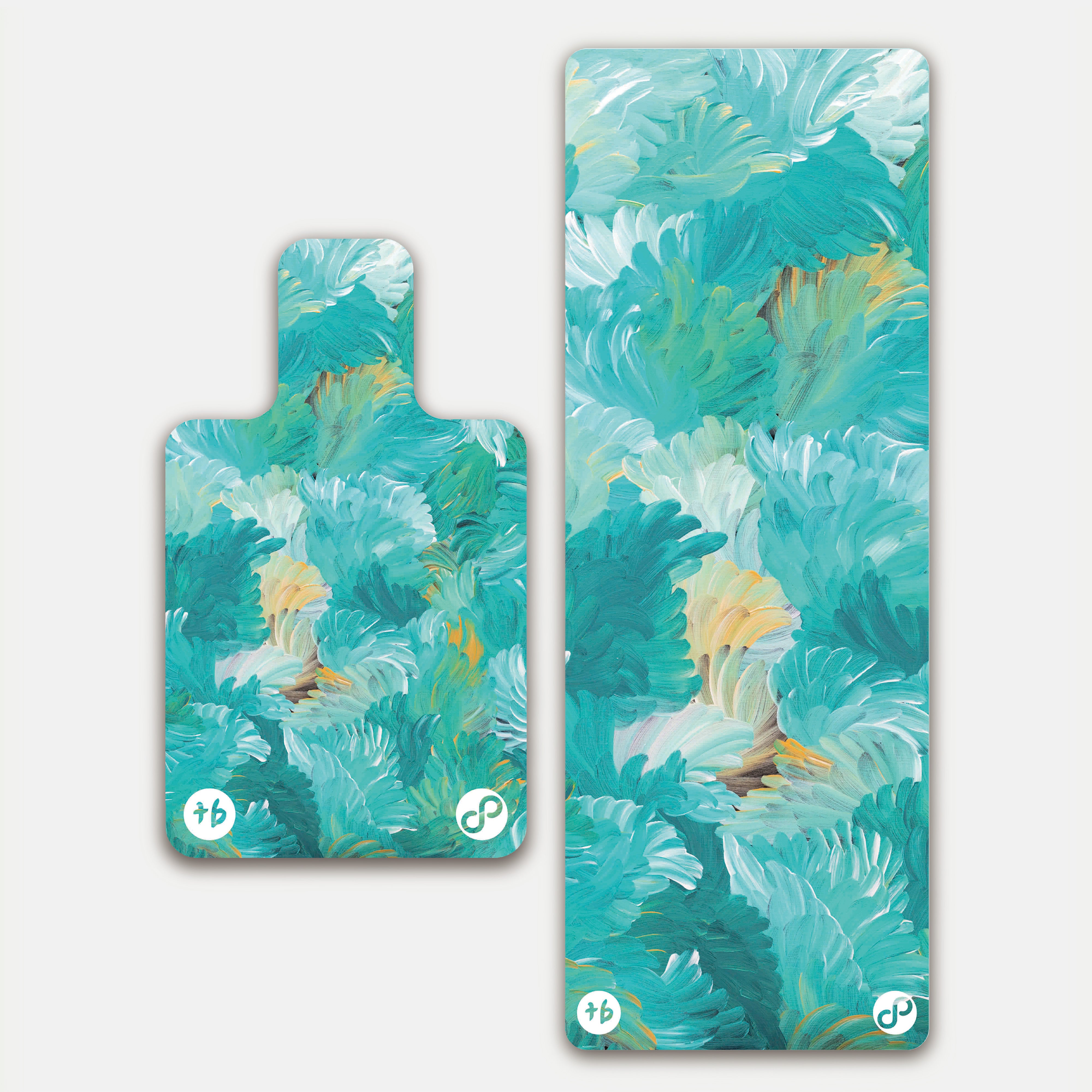 REFORMERMAT Micro-fibre Durable Reformer Pilates Yoga Mat - Aqua Angel Feathers Design