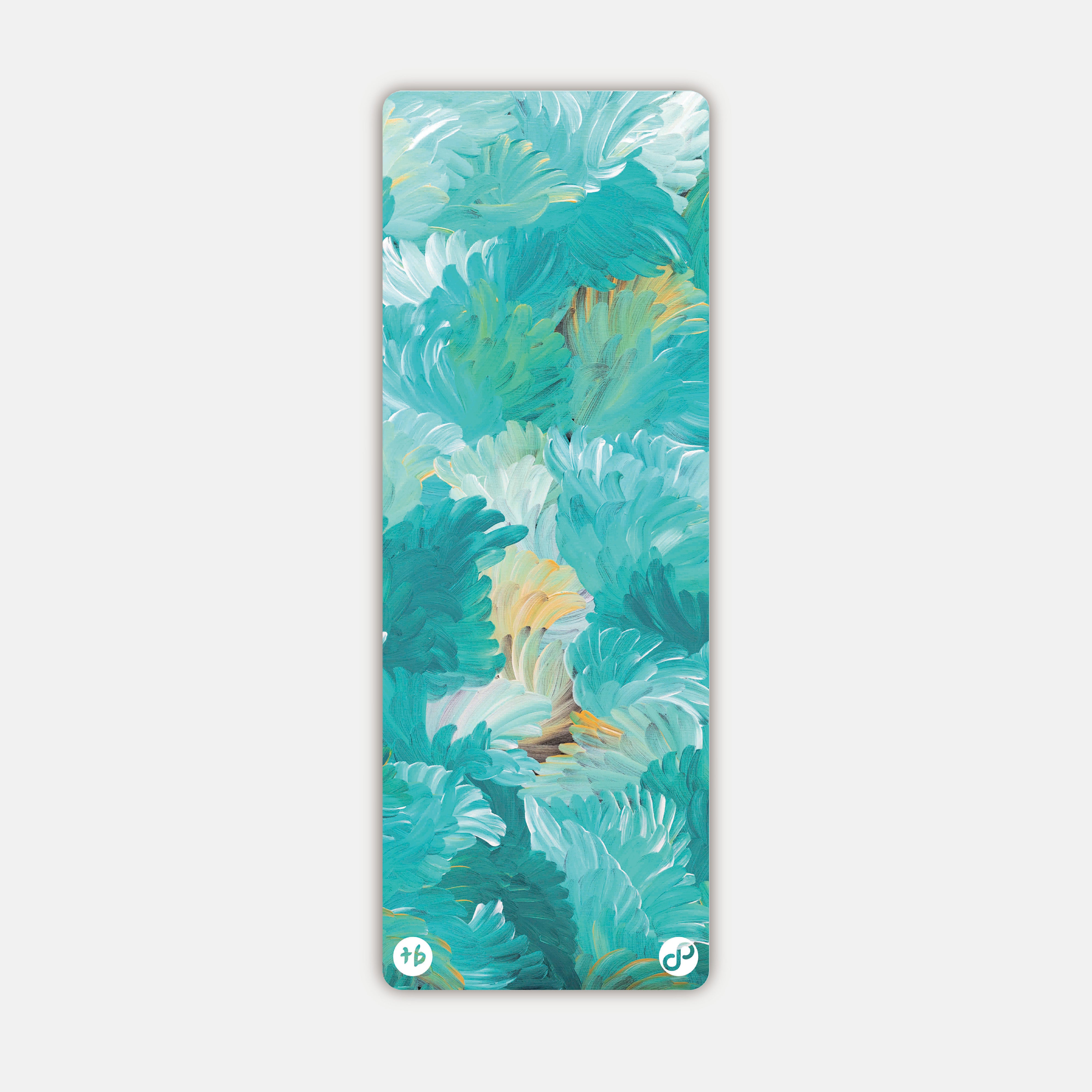 REFORMERMAT Micro-fibre Durable Reformer Pilates Yoga Mat - Aqua Angel Feathers Design