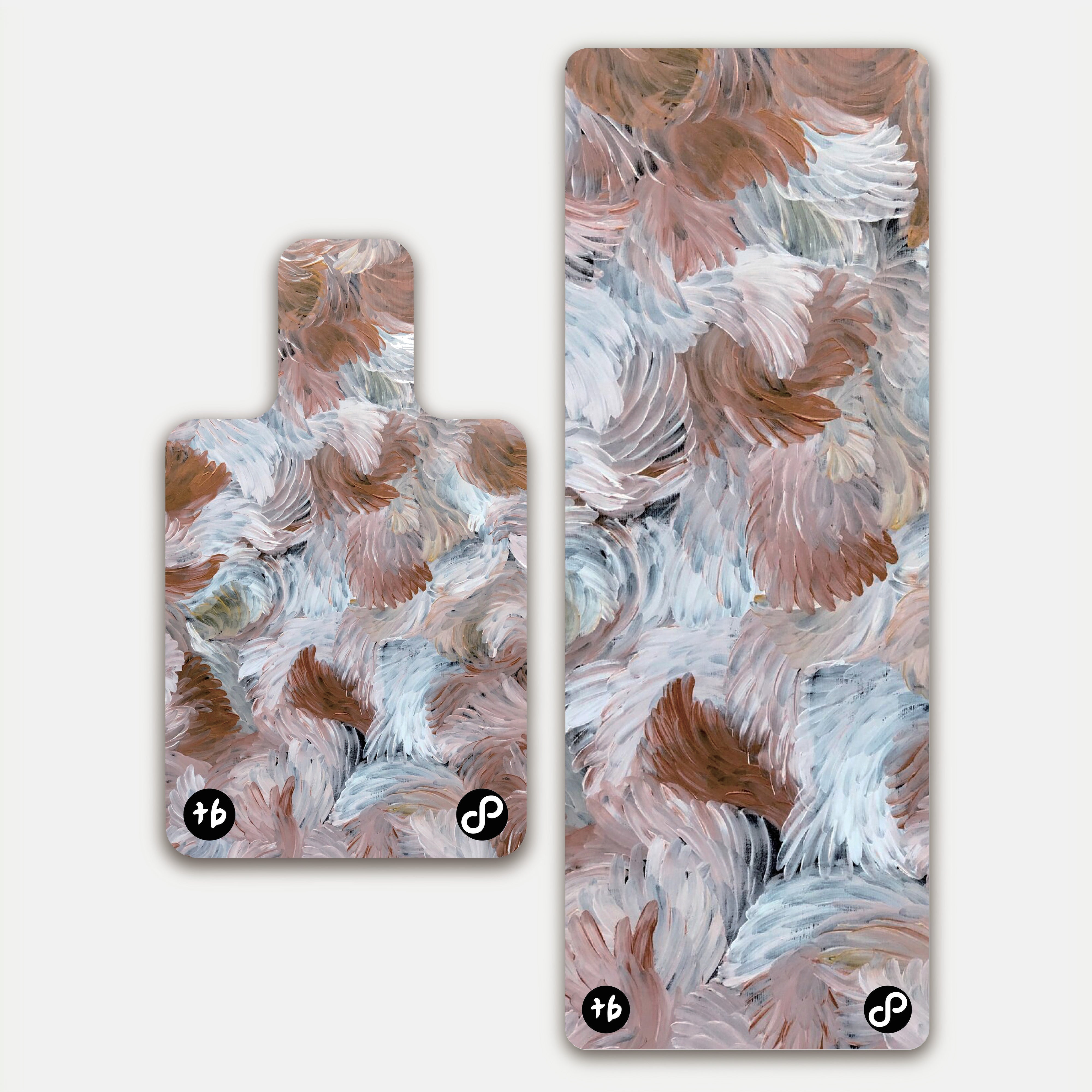 REFORMERMAT Micro-fibre Durable Reformer Pilates Yoga Mat - Secret Motion Brown Blue Feathers Angel Design