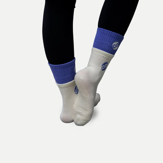 REFORMERMAT Pilates Grip Socks Organic Cotton - White Blue Dual Style