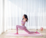 REFORMERMAT Female Practicing Micro-fibre Durable Reformer Pilates Yoga Mat - Pink Strawberry Milk Stripe Design