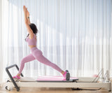 REFORMERMAT Female Practicing Micro-fibre Durable Reformer Pilates Mat - Pink Strawberry Milk Stripe Design
