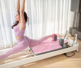 REFORMERMAT Female Practicing Micro-fibre Durable Reformer Pilates Mat - Pink Strawberry Milk Stripe Design