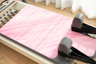 REFORMERMAT Micro-fibre Durable Reformer Pilates Mat - Pink Strawberry Milk Stripe Design