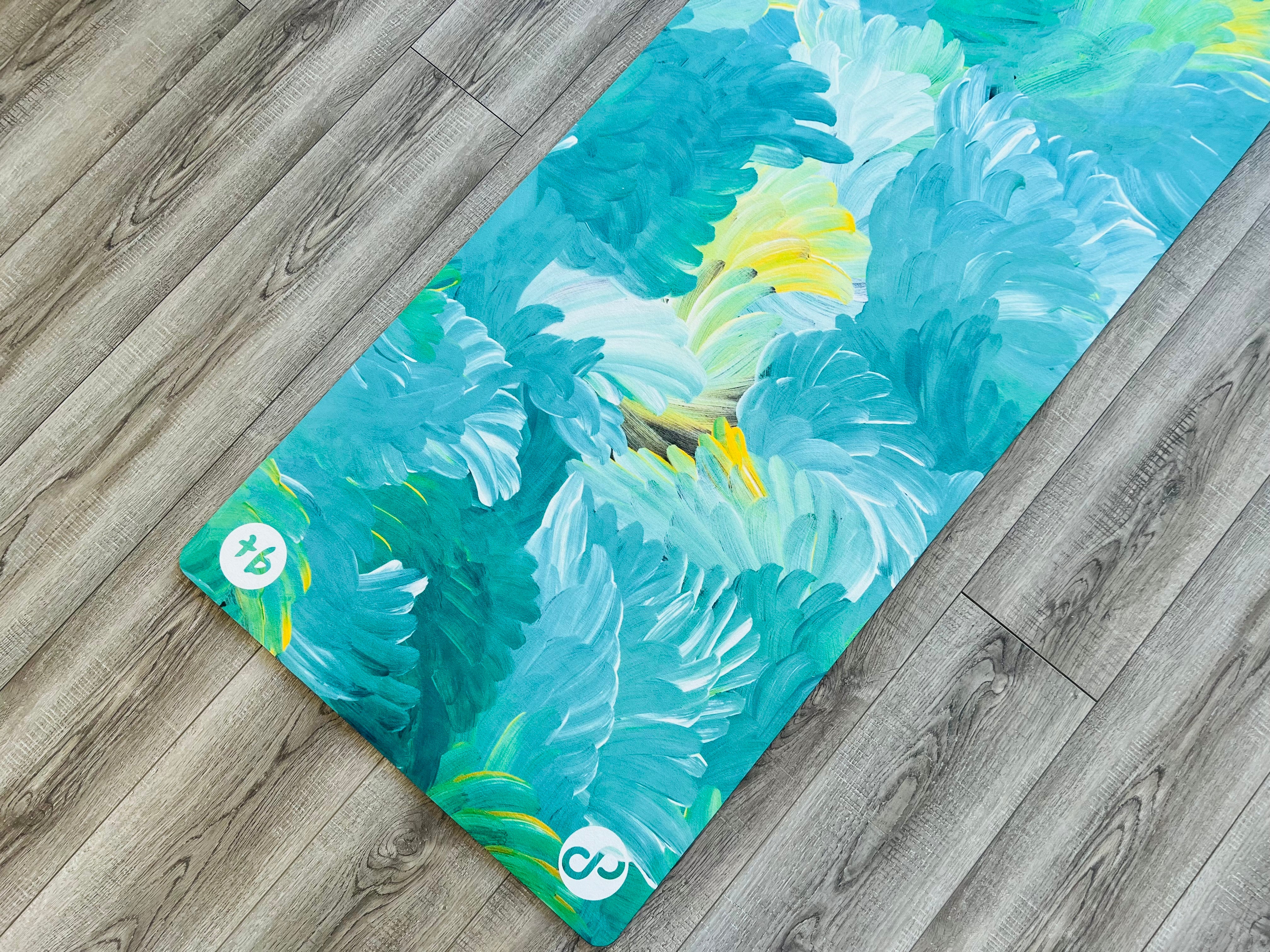 REFORMERMAT Micro-fibre Durable Reformer Pilates Yoga Mat - Aqua Angel Feathers Design