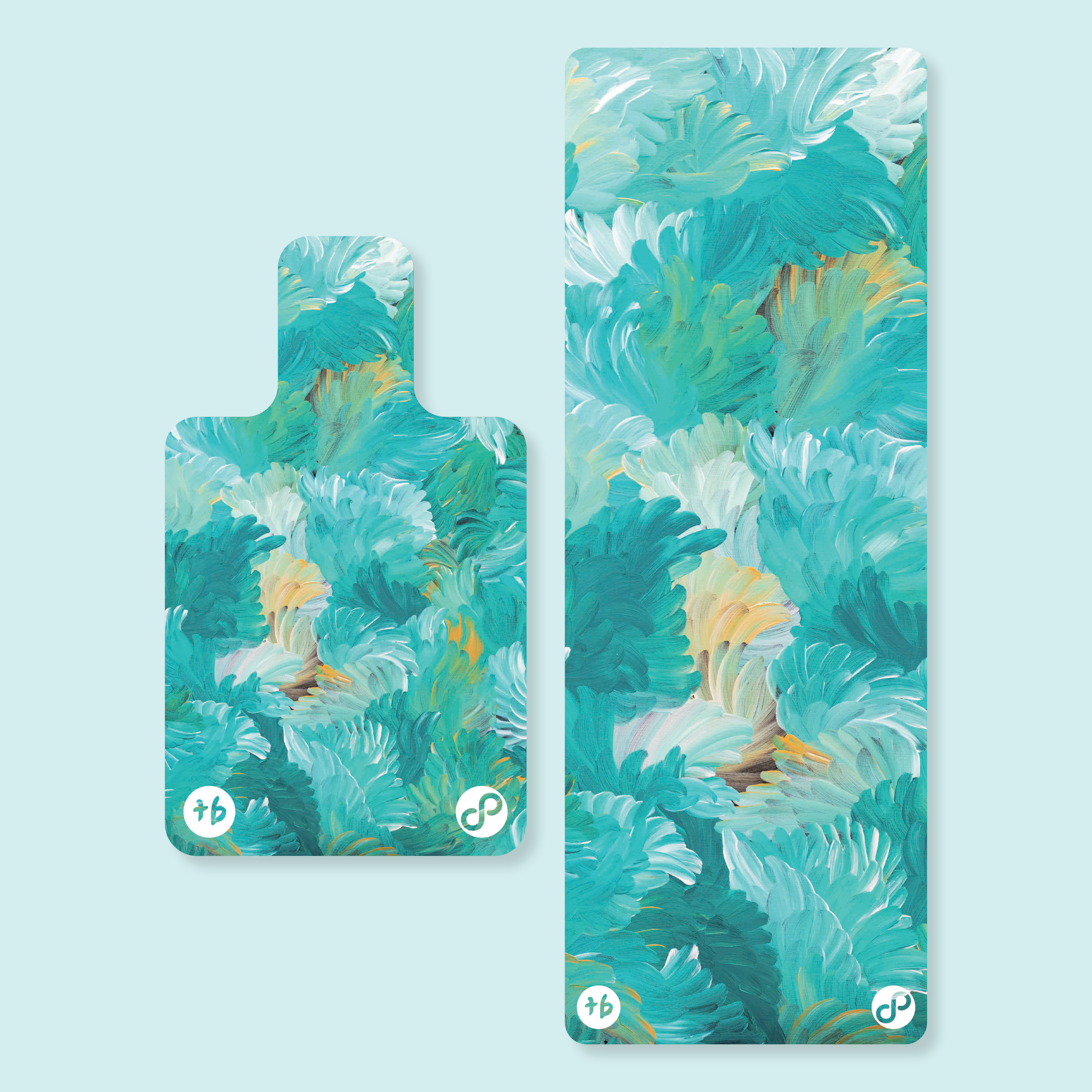 REFORMERMAT Micro-fibre Durable Reformer Pilates Yoga Mat - Aqua Angel Feathers Design