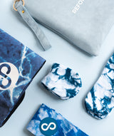 REFORMERMAT Micro-fibre Durable Reformer Pilates Mat & Resistence Bands Grip Socks - Marble Blue Design