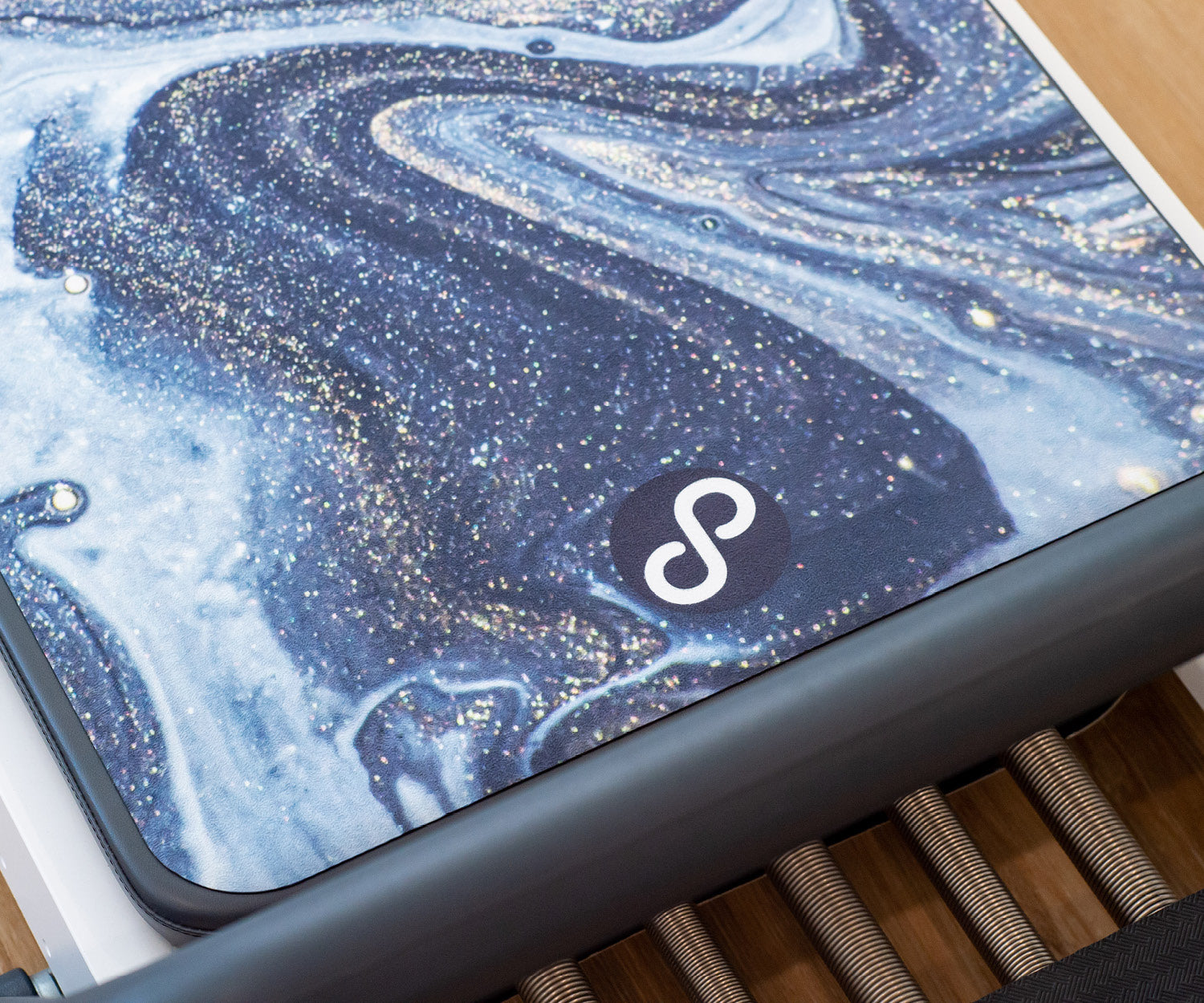 REFORMERMAT Micro-fibre Durable Reformer Pilates Mat - Milky Way Black Glitter Gold Design