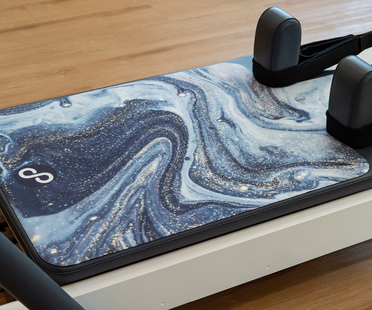 REFORMERMAT Micro-fibre Durable Reformer Pilates Mat - Milky Way Black Glitter Gold Design
