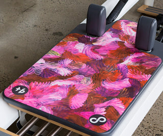 REFORMERMAT Pilates Reformer Protector Durable Micro-fibre Gym Mat - Rose Pink Angel Feathers Design