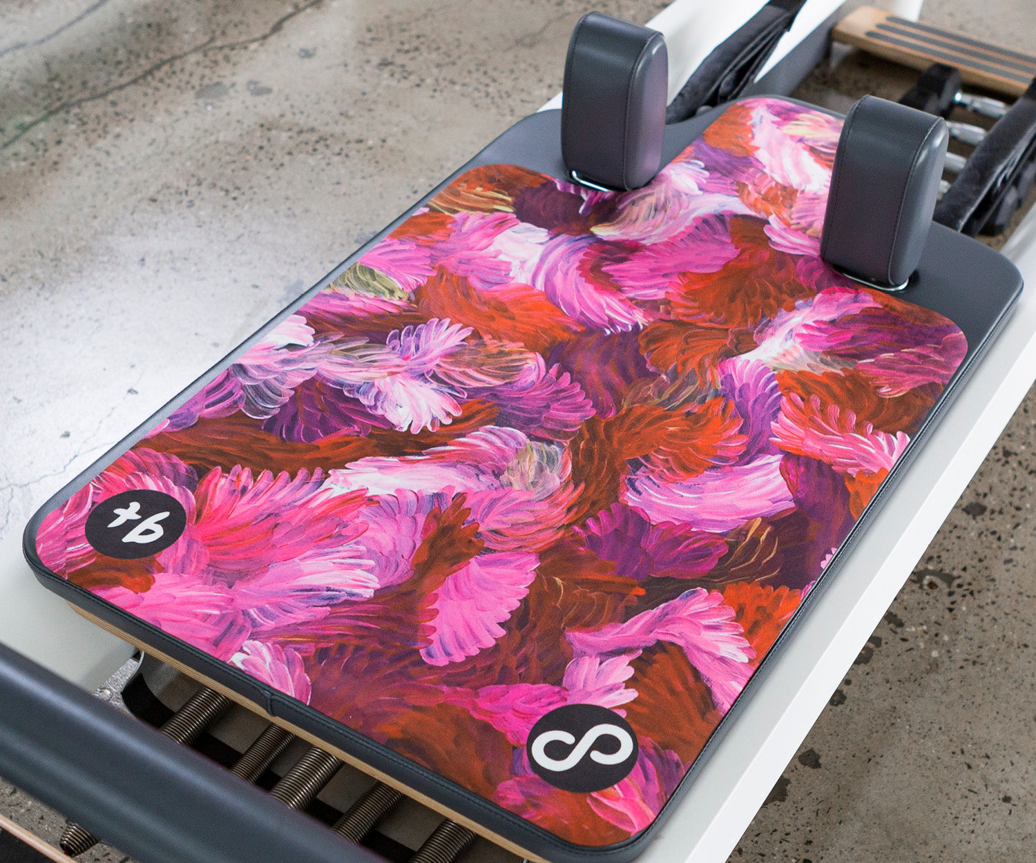 REFORMERMAT Pilates Reformer Durable Micro-fibre Gym Mat - Rose Pink Angel Feathers Design
