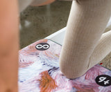 REFORMERMAT Female Practicing Micro-fibre Durable Reformer Pilates Mat - Secret Motion Brown Blue Feathers Angel Design