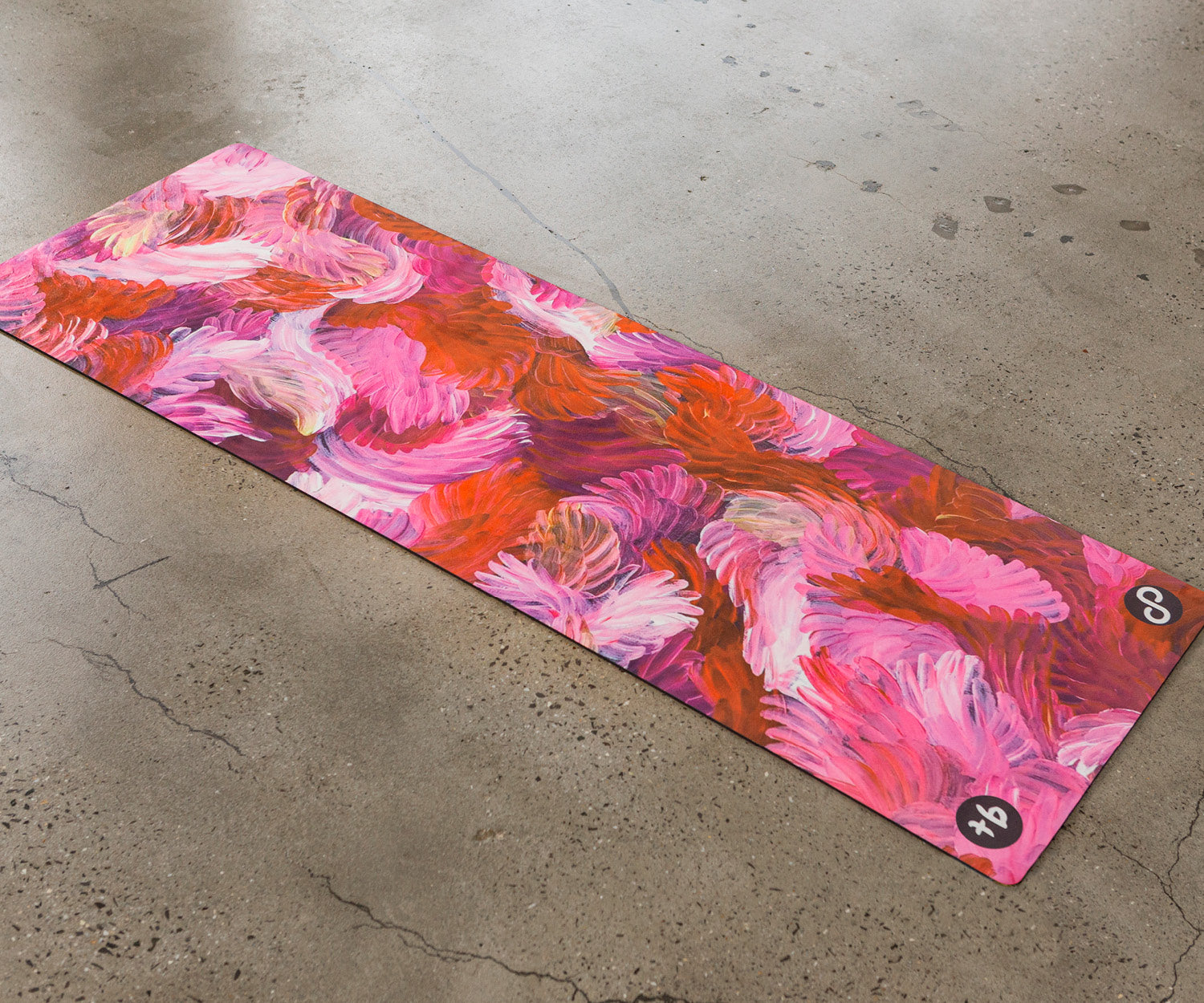 REFORMERMAT Pilates Reformer Durable Non-Slip Yoga Mat - Rose Pink Angel Feathers Design