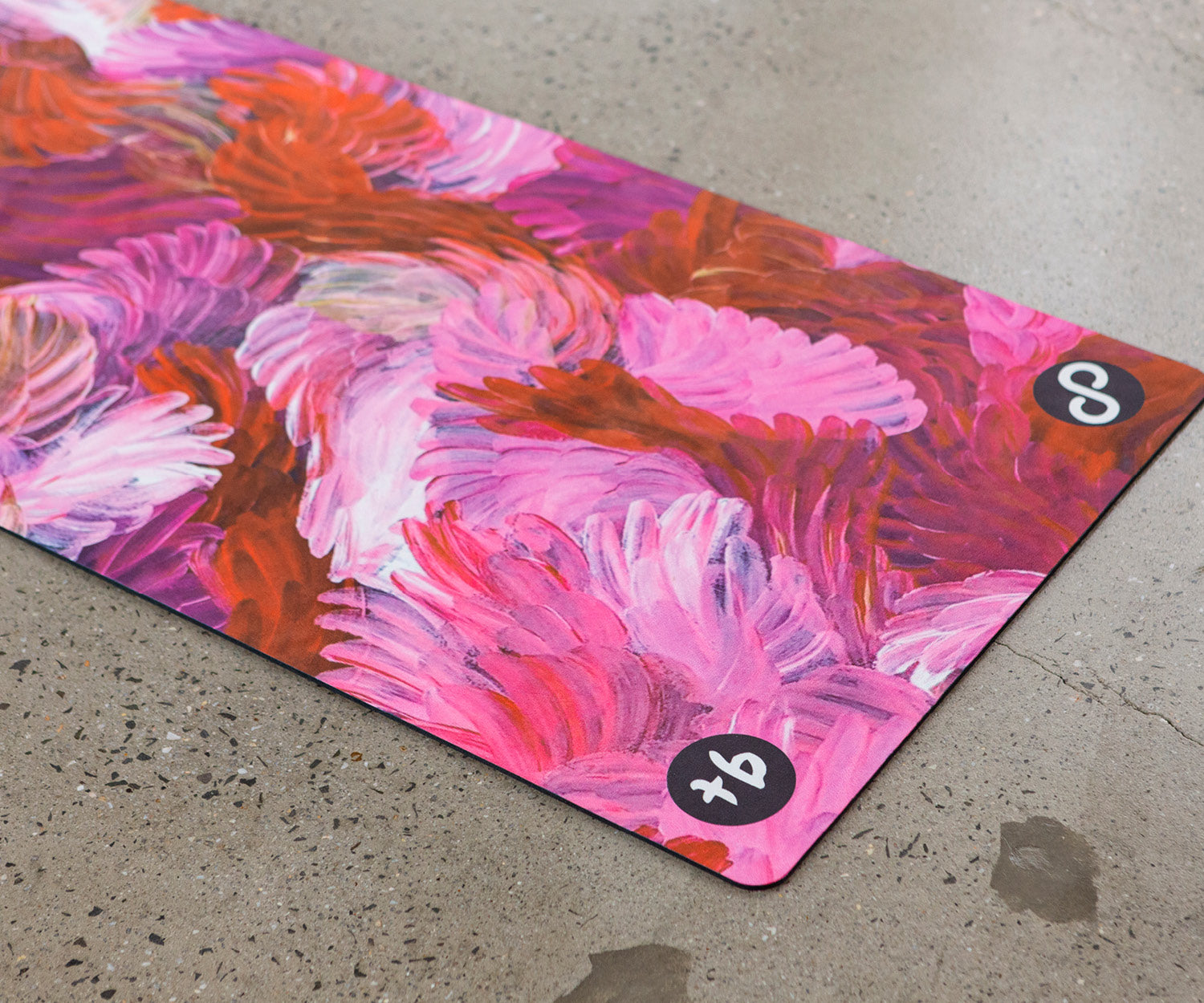 REFORMERMAT Pilates  Yoga Durable Micro-fibre Gym Mat - Rose Pink Angel Feathers Design