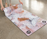 REFORMERMAT  Micro-fibre Durable Reformer Pilates Yoga Mat - Secret Motion Blue Brown Feathers Design