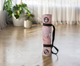 REFORMERMAT Micro-fibre Durable Reformer Pilates Yoga Mat Easy Carry - Secret Motion Blue Brown Feathers Design