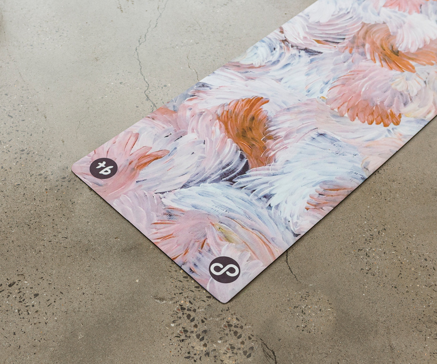 REFORMERMAT Micro-fibre Durable Reformer Pilates Yoga Mat - Secret Motion Blue Brown Feathers Design