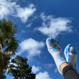 REFORMERMAT Pilates Reformer  Grip Socks Organic Cotton - Tie-Dye Blue Marble Low Cut Style