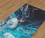 REFORMERMAT Yoga Non-Slip Micro-Fibre Mat - Ocean Blue Marbled Design