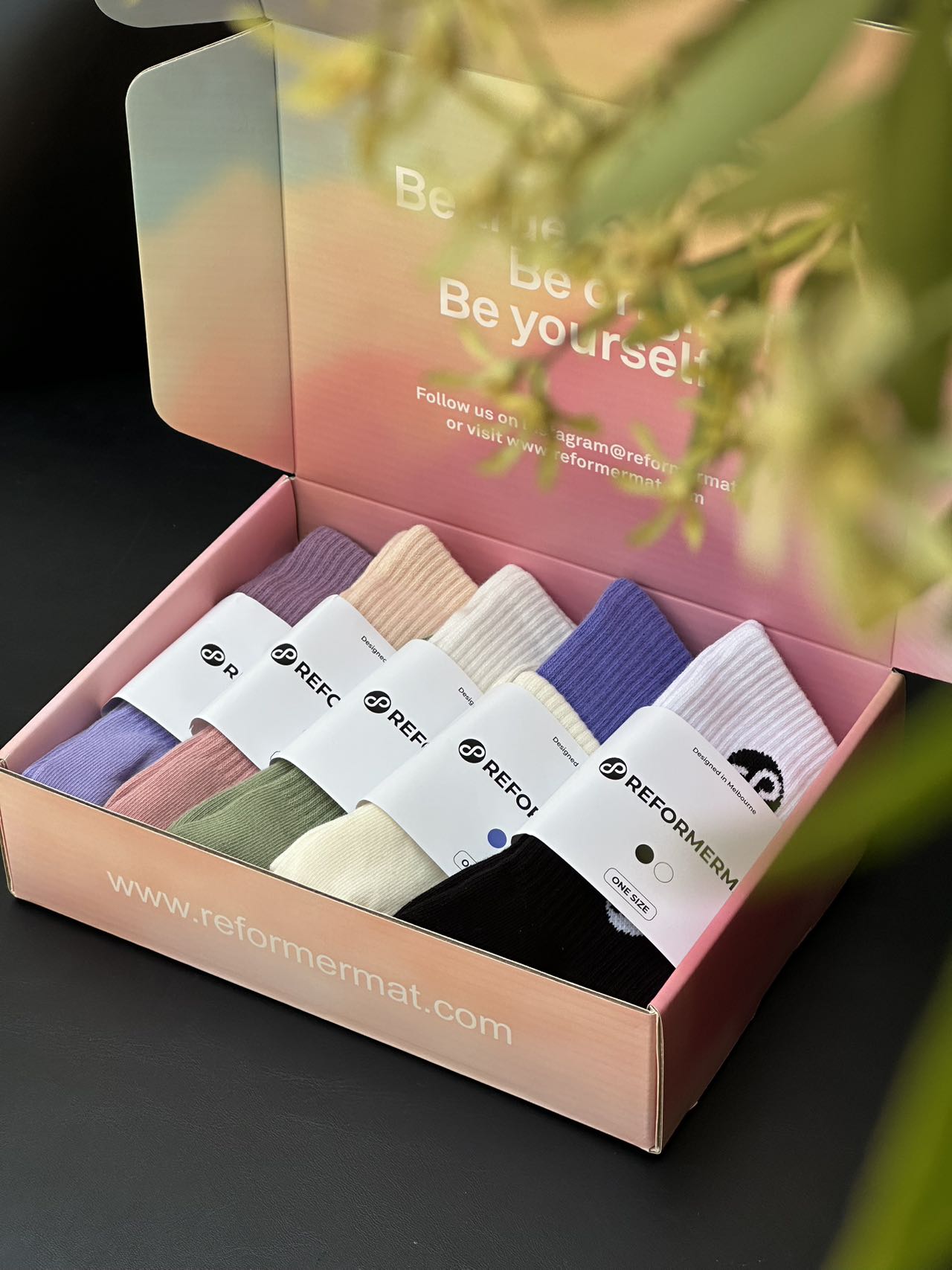 Double Stack Socks REFORMERMAT Dual Style Stacked Socks 5 Pack