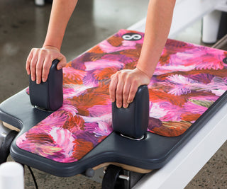REFORMERMAT Pilates Reformer Protector Durable Micro-fibre Gym Mat - Rose Pink Angel Feathers Design