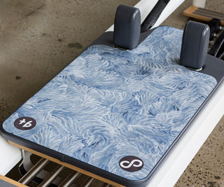 REFORMERMAT Pilates Reformer Durable Non-Slip Mat - Blue Angel Feathers Design
