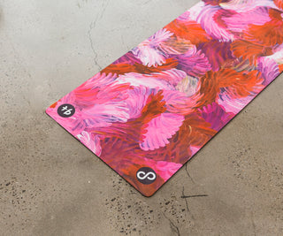 REFORMERMAT Pilates Reformer Durable Non-Slip Yoga Mat - Rose Pink Angel Feathers Design