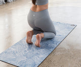 REFORMERMAT Pilates Reformer Yoga Non-Slip Micro-Fibre Mat - Blue Feathers Design