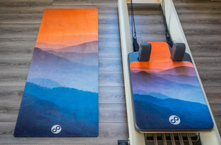 REFORMERMAT Micro-fibre Durable Reformer Pilates Yoga Mat - Orange Sunset Mountains Design