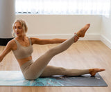 REFORMERMAT Female Practicing Micro-fibre Durable Reformer Pilates Yoga Mat - Fluid Blue Ocean Design