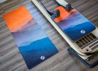 REFORMERMAT Micro-fibre Durable Reformer Pilates Yoga Mat - Orange Sunset Mountains Design